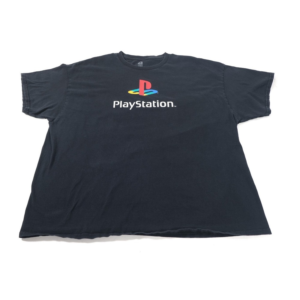 PlayStation T-Shirt Mens XXL Black Logo Graphic Short Sleeve Gaming Tee Cotton